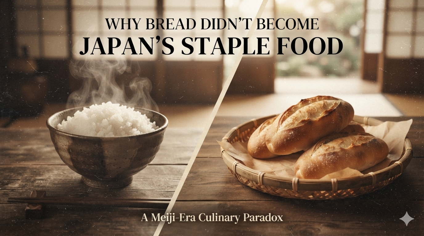 Why did rice become Japan’s staple food while bread did not? Explore the history of rice, wheat, and bread in Japan.